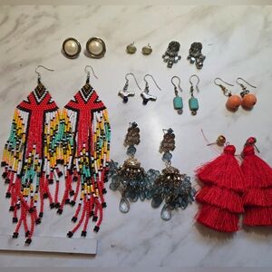 Colorful Beaded Fringe Earrings and Fall Color Earrings